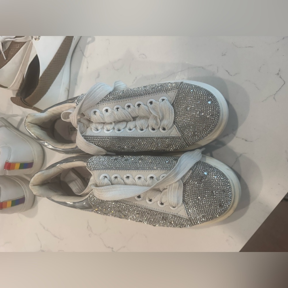 Steve Madden Silver Sparkle Women's Sneakers - Picture 2 of 4
